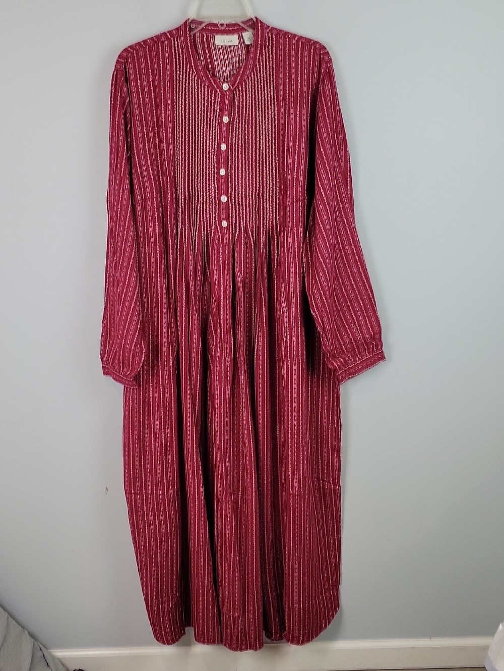 LL BEAN Pintuck Flannel Dobby Prairie Nightgown Cottagecore 2x